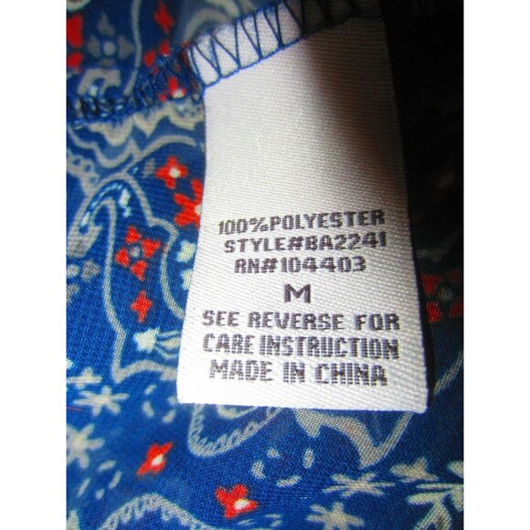 BLU PEPPER navy geometric peasant bead sheer blouse top WOMEN M - Picture 7 of 7